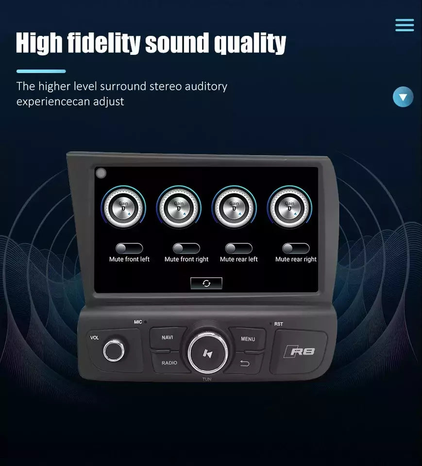 8''For Audi R8 2007-2015 Android 12  AERISAUTO for Apple Android screen and  Android Auto
