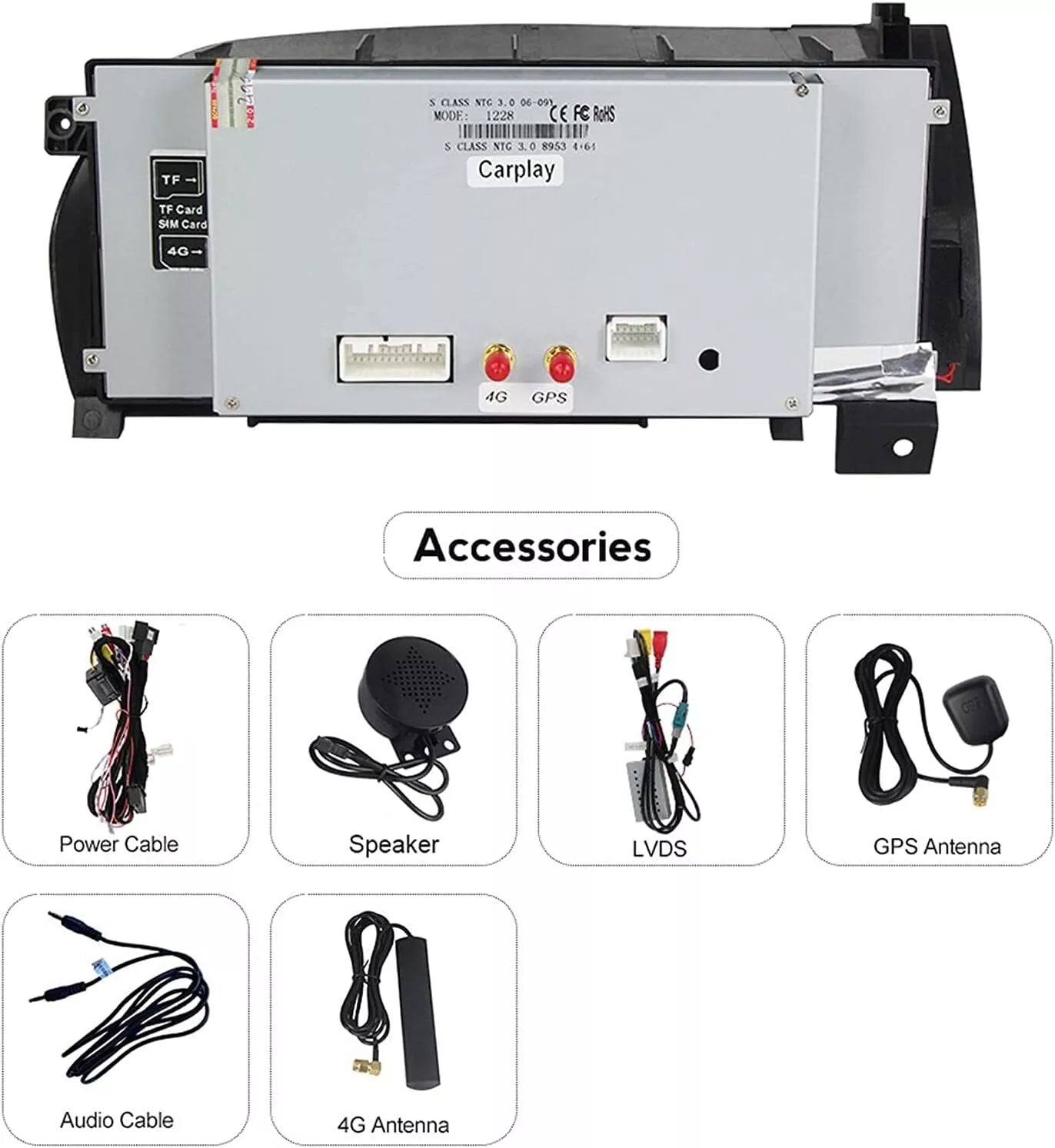 Pour Benz S W221 CL W216 NTG3.0/3.5 Écran tactile 10,25 pouces Android GPS Carplay 