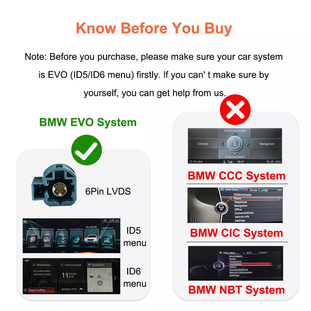 Boîtier de module CarPlay Android Auto sans fil pour système BMW EVO F20 G30 F48 F15 G01 