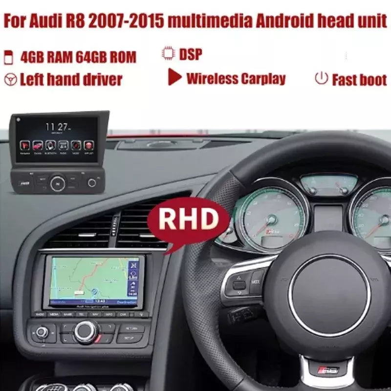 8''For Audi R8 2007-2015 Android 12  AERISAUTO for Apple Android screen and  Android Auto