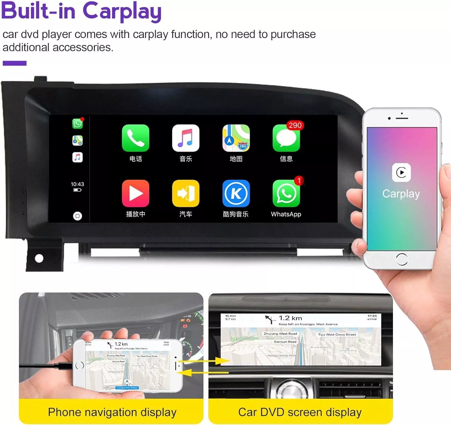Pour Benz S W221 CL W216 NTG3.0/3.5 Écran tactile 10,25 pouces Android GPS Carplay 