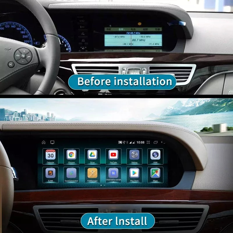 Pour Benz S W221 CL W216 NTG3.0/3.5 Écran tactile 10,25 pouces Android GPS Carplay 